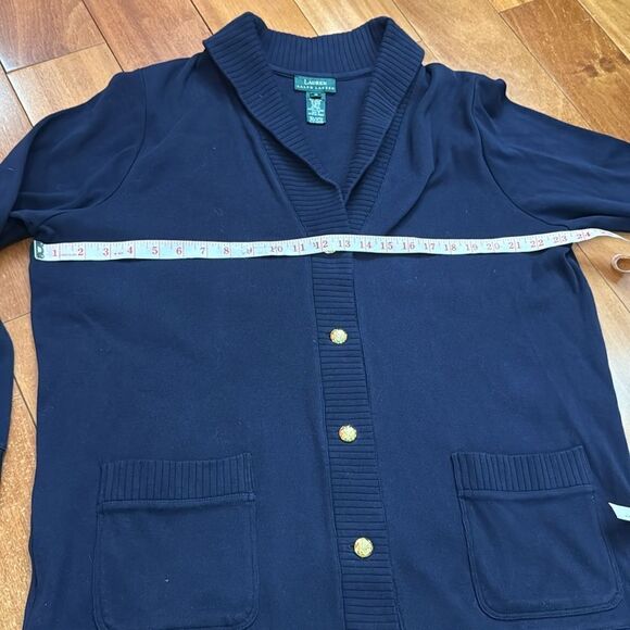 Lauren Ralph Lauren Womens Sweater Cardigan Navy Blue Shawl Collar size 1X - Picture 10 of 10